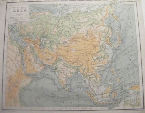 Antique asia physical - physical, map