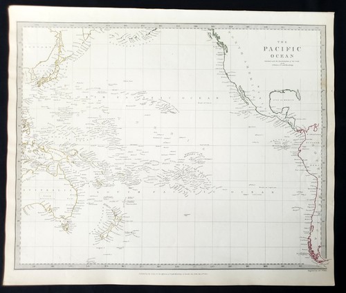 Mappa antica 1840 oceano - mappa,