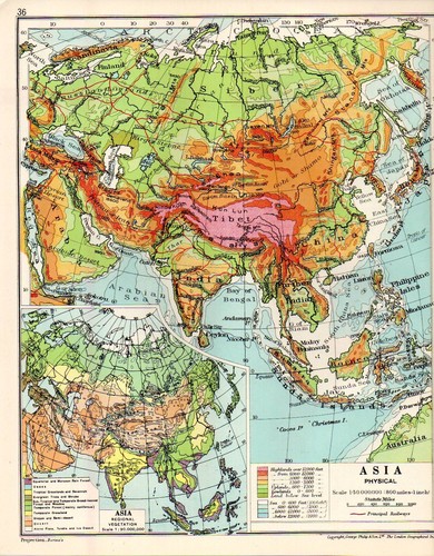 1924 mappa asia inserto fisico - asia,