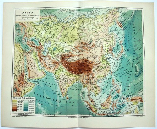 Asia mappa fisica originale - -,