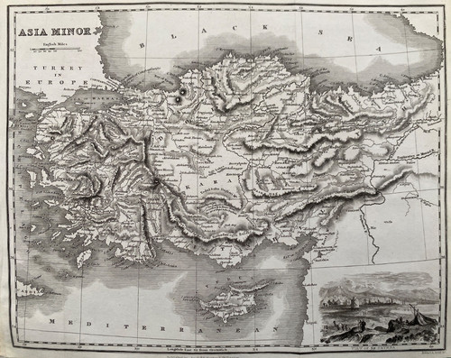Antique 1845 map asia minor - minor, /