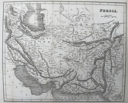 1845 antique map persia by - antique, map:
