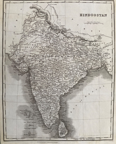 Antica mappa 1845 - :, hindoostan