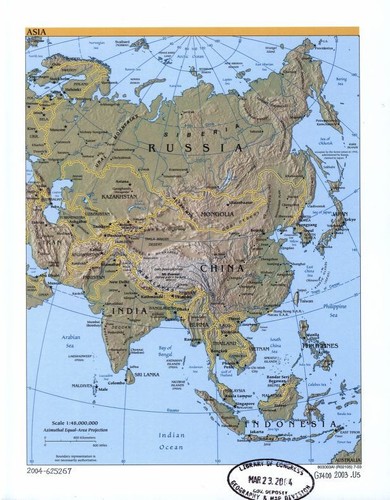 Mappa fisica dell asia - mappa, e
