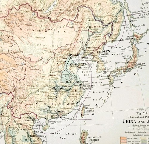 Mappa 1916 cina giappone - 1916,
