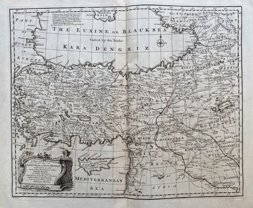 1747 antique map - map;, anatolia
