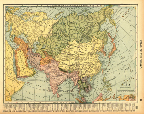 Mappa originale 1912 asia - originale, e