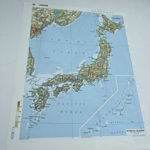 1989 mappa giappone fisico - mappa,