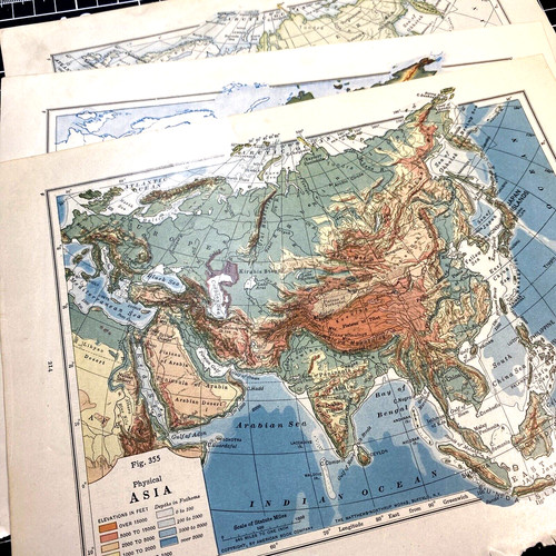 Asia map political relief - asia,