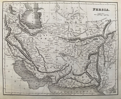 1845 antique map - map:, persia